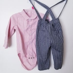 Baby Boys Gentleman Outfits Suits, Infant Long Sleeve Shirt+ Pants+Bow Tie